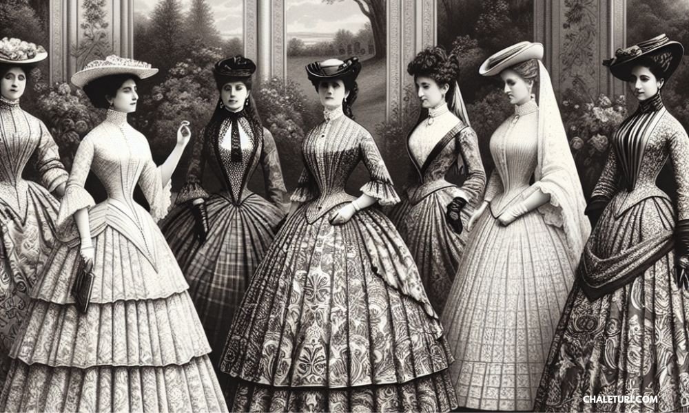 Traditions in 1800s Womans Damask Fashion